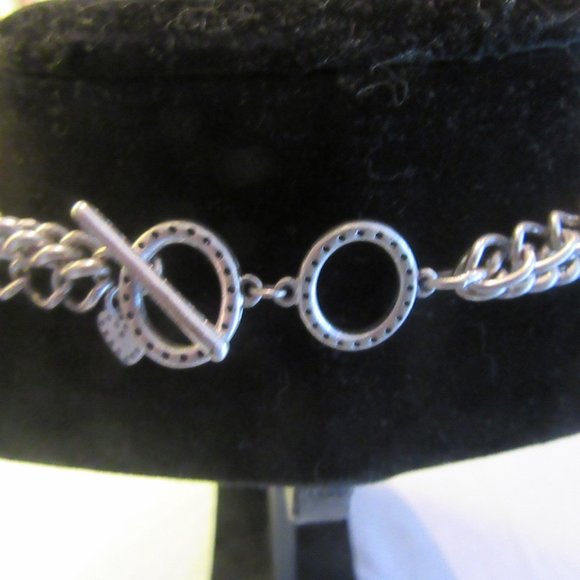 Layered Sliver Tone Chain/Peral Necklace - Picture 2 of 3